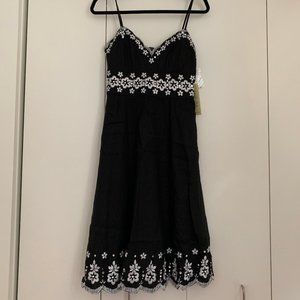 Muse Linen Black and White Floral Dress w/ sequins